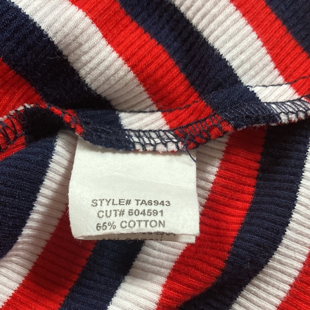 Eva Franco short sleeved red white and navy blue striped top sz S - Picture 7 of 8